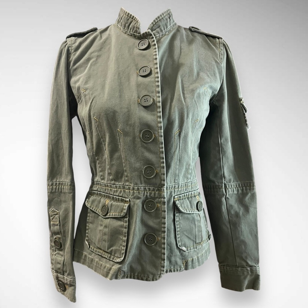 DELIAS Women's Green Military Utility Button Front Jacket Small |‎ EUC